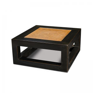 BLACK LACQUER SQUARE KANG TABLE WITH MAT