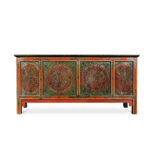Tibetan Pine Wood Cabinet with Dragon Pigment
