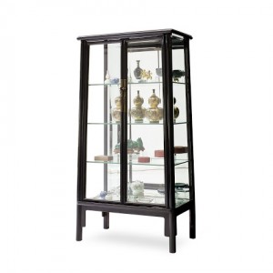 BLACK LACQUER TAPERED GLASS CABINET