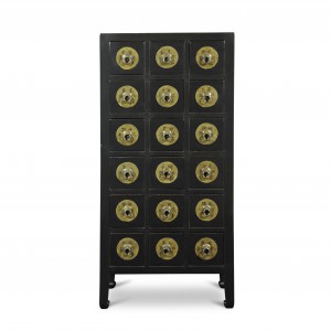 BLACK LACQUER EIGHTEEN DRAWERS MEDICINE CABINET