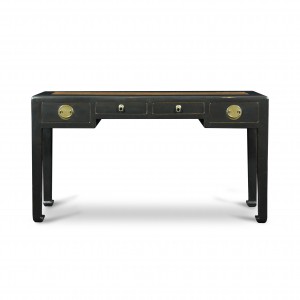 BLACK LACQUER SIDE TABLE WITH FOUR SMALL DRAWERS 