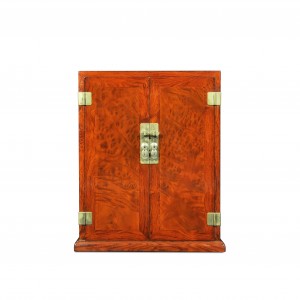 SCHOLAR CHEST WITH BURL PANEL DOORS