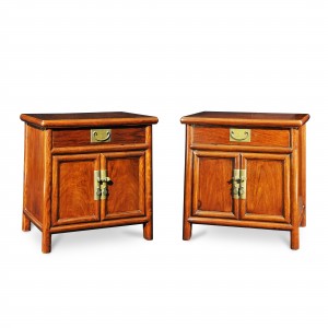 A pair of Huanghuali Bed side chest with a drawer and two doors