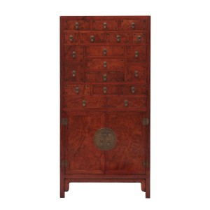 Huanghuali medicine cabinet with burl panels doors 