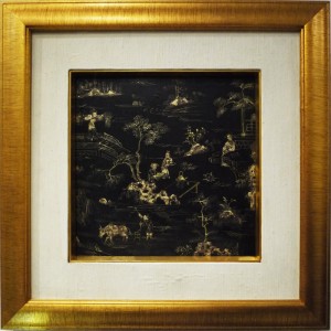 Chinese gold lacquer painting on a panel