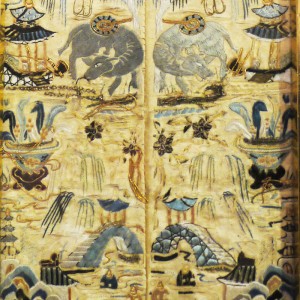 Chinese embroidery and needle work in frame