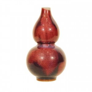 Chinese red double gourd shaped vase