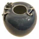 A blue glazed porcelain brush washer with gecko decoration