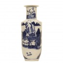 A Chinese blue and white porcelain vase with landscape scene