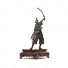 A Brozne standing samurai with his sward