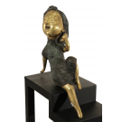 Gold gilt bronze of a lady talking on the phone 