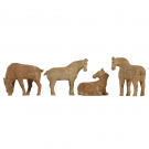 A SET OF 4 PAINTED POTTERY HORSES