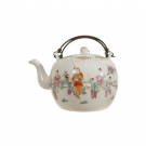WHITE PORCERLAIN JAR WITH PEACH MOTIF
