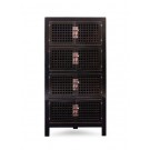 Black Lacquer Square Lattice Doors Corner Cabinet 