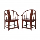 A PAIR OF HUANGHUALI  HORSESHOE ARMS CHAIR