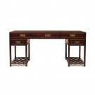 BLACK WOOD TEN DRAWERS PARTNER DESK