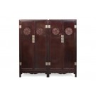 A PAIR OF SQUARE CORNER CABINET WITH DRAGON CARVING