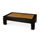 BLACK LACQUER KANG TABLE WITH HORSE-HOOF LEGS AND MAT TOP