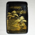Japanese Makiye lacquer tray in frame