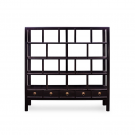 BLACK LACQUER DISPLAY BOOKSHELF WITH FIVE DRAWERS