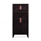 BLACK LACQUER SQUARE LATTICE DOORS COMPOUND CABINET