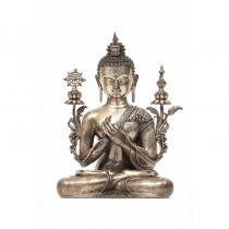 A silver seated Vairochana in preaching mudra