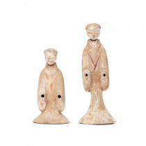 A PAIR OF TERRACOTTA TANG SERVANTS