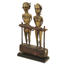 A PAIR OF GILT BRONZE AFRICAN TRIBE FIGURING
