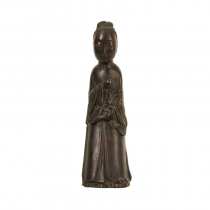 A Chinese bronze standing old lady