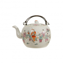 WHITE PORCERLAIN JAR WITH PEACH MOTIF