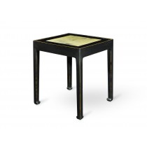 Black Lacquer Square Table with Stone inserts