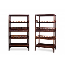 A PAIR OF BOOKSHELF WITH TWO DRAWERS CARVING