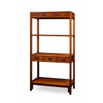 Juwooden bookshelf with 7 drawers