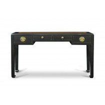BLACK LACQUER SIDE TABLE WITH FOUR SMALL DRAWERS 