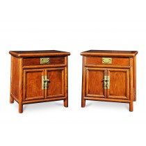 A pair of Huanghuali Bed side chest with a drawer and two doors