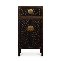 BLACK LACQUER COMPOUND CABINET WITH BUTTER FLIES GOLD LEAF PAINTING