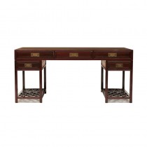 BLACK WOOD TEN DRAWERS PARTNER DESK