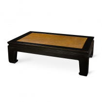 BLACK LACQUER KANG TABLE WITH HORSE-HOOF LEGS AND MAT TOP