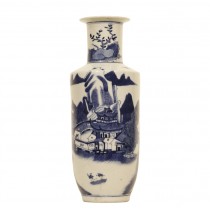 A Chinese blue and white porcelain vase with landscape scene