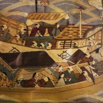 Chinese embroidery of the villagers in frame