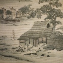 Japanese textile in frame