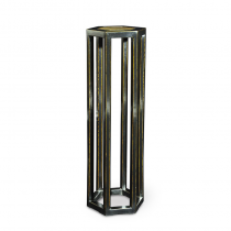 BLACK LACQUER HEXAGONAL STAND WITH STONE INSERTS