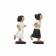 A PAIR OF WOODEN GIRLS WITH PAINTED PLACK AND WHITE