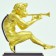 Gold gilted bronze of a boy blowing a flute