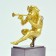 Gold gilted bronze of a boy blowing a flute